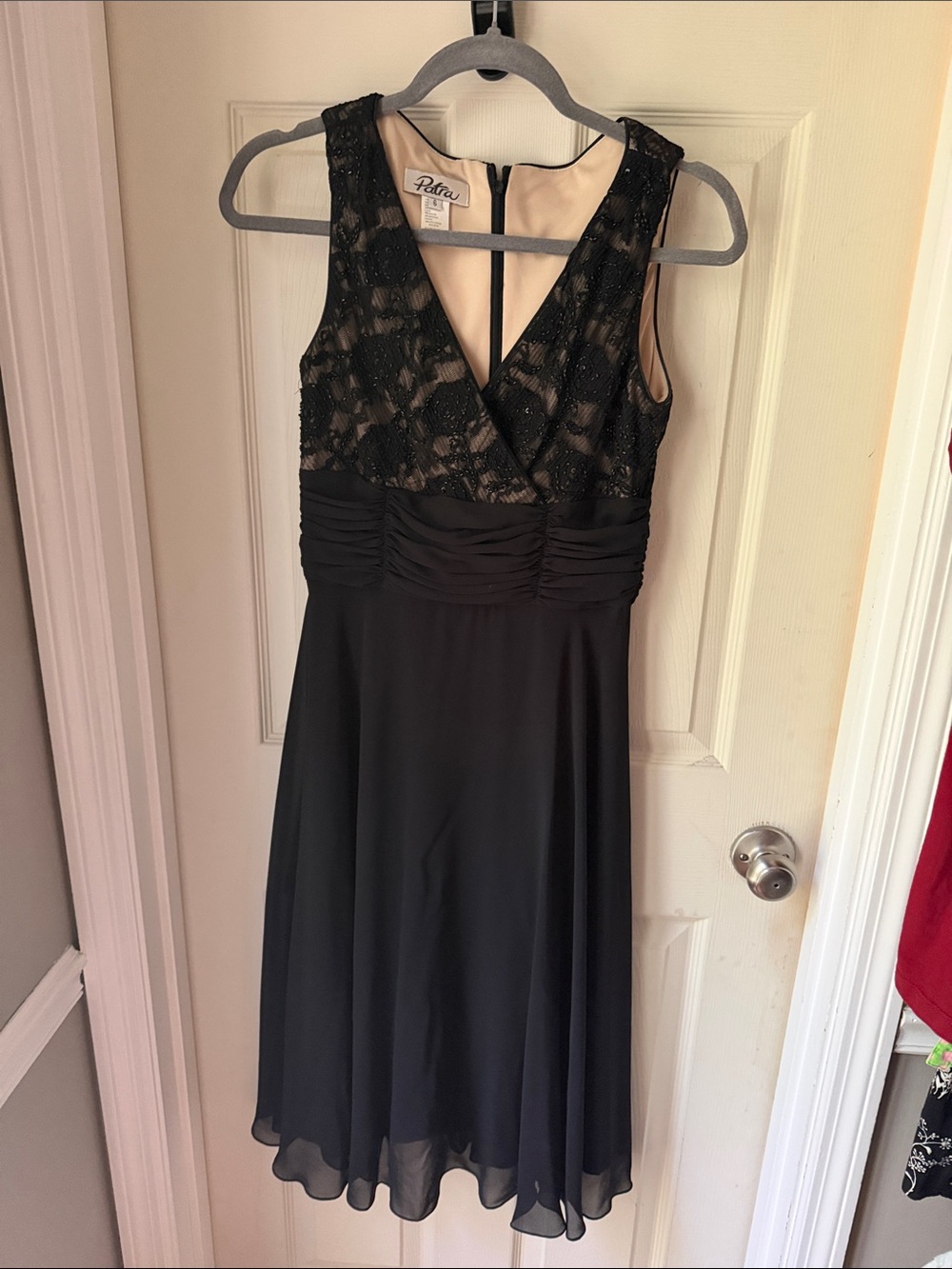 Patra Black Lace V-Neck Midi Dress